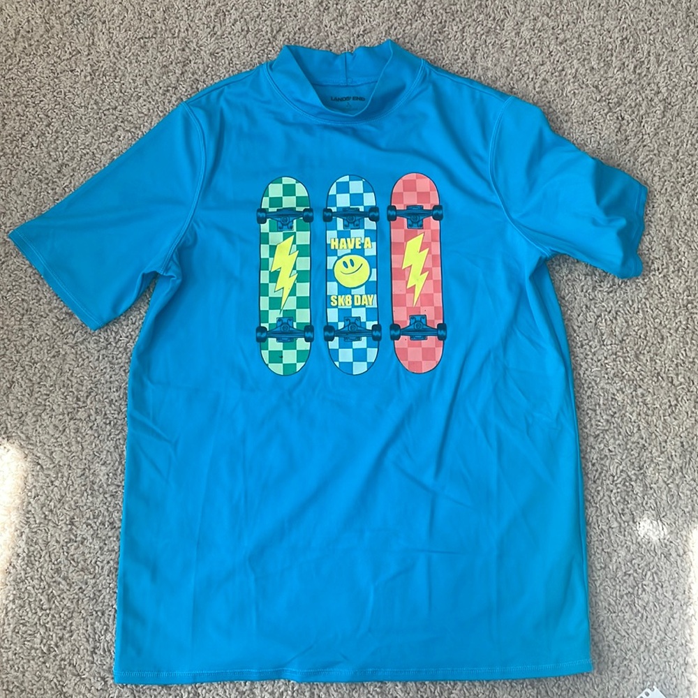 Lands’ End Swim Shirt - Youth Large - Blue - Very Good Condition
